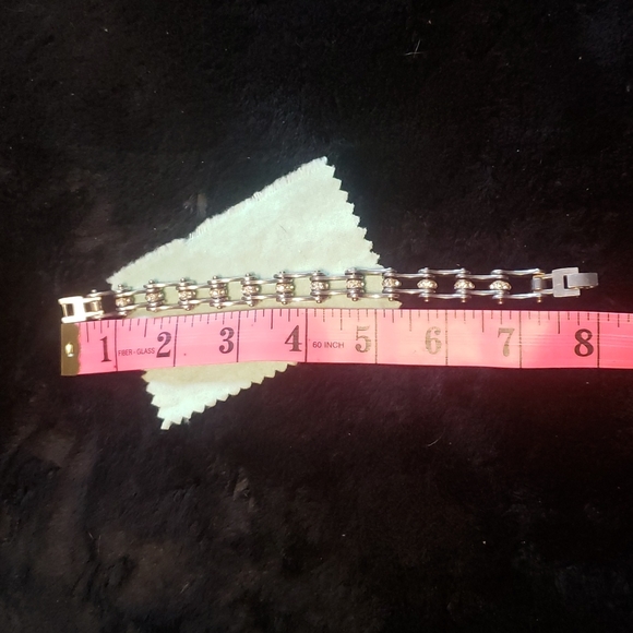 Stainless Steel Chain Bracelet with Rhinestones - Picture 3 of 5